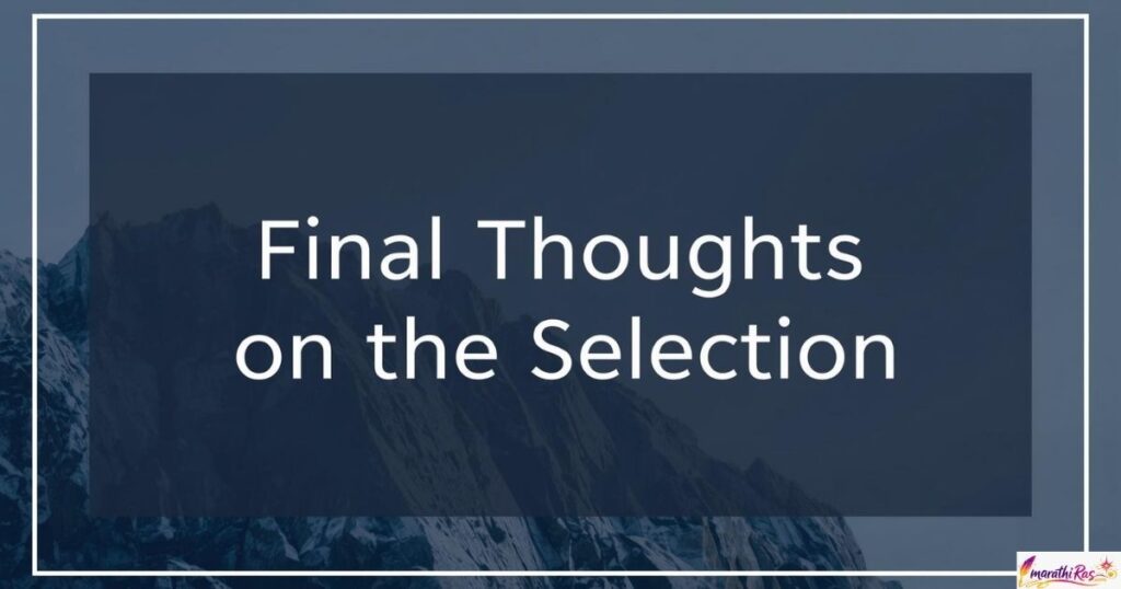Final Thoughts on the Selection